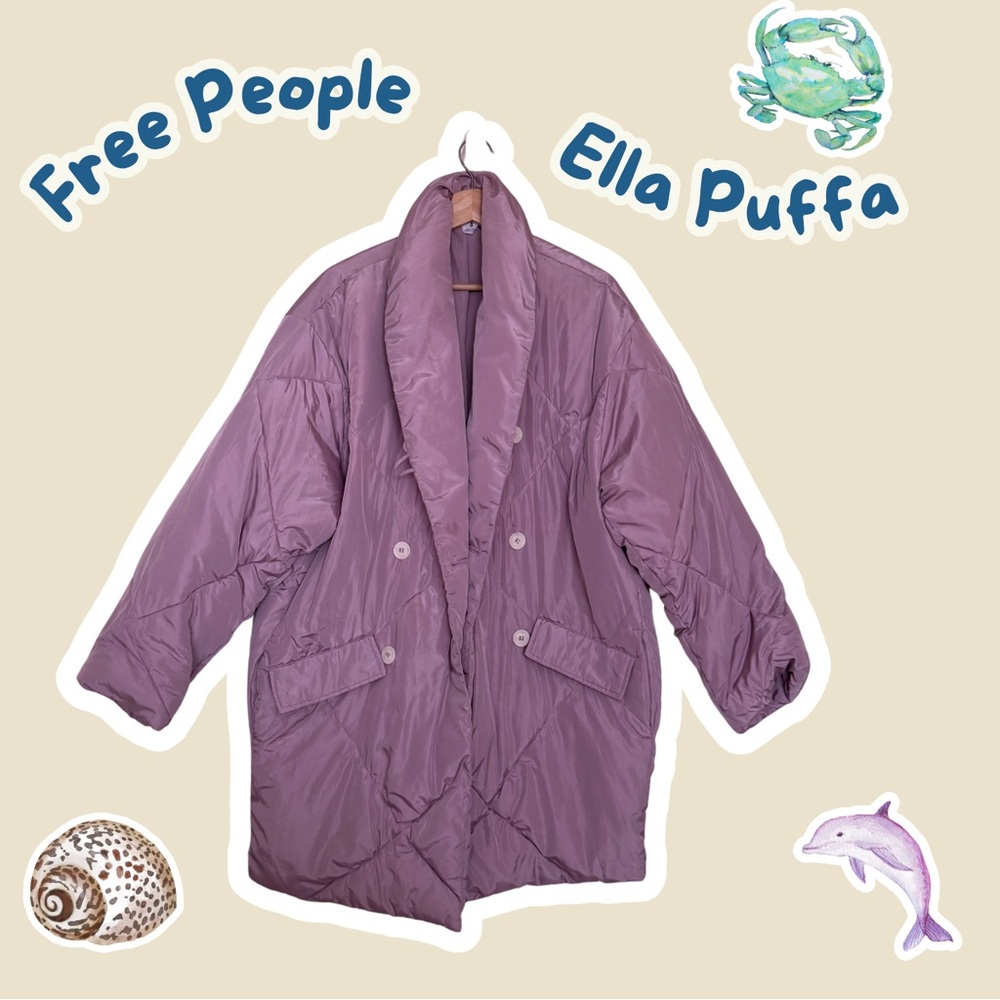 Free People Oversized Ella Puffa Mauve Purple Puffer Coat